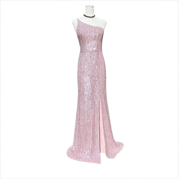 Xscape Dresses & Skirts - Xscape NWT Blush Pink Sequin One Shoulder Gown Floor Length Prom